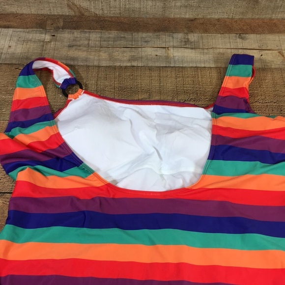 Modcloth Red Purple‎ Striped One Piece Swimsuit Womens 4X - Picture 9 of 11